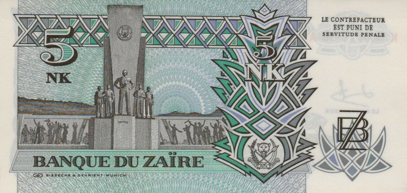 Zaire 5 1993 UNC P-48